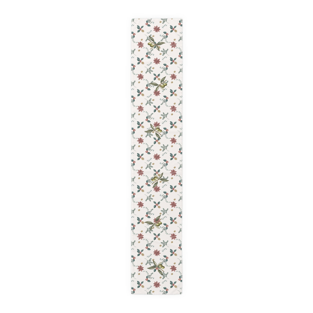 Poinsettia & Olive Christmas Table Runner