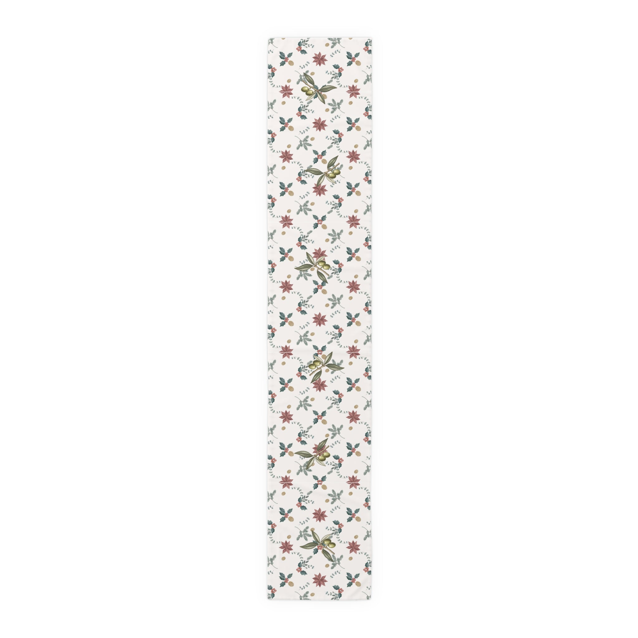 Poinsettia & Olive Christmas Table Runner