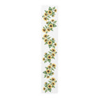 Sunflower table runner in cotton twill, 16 by 90 inches, the longer size laid flat with the same repeating print