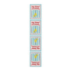 Limoncello Amore Mio table runner in polyester, 16 by 90 inches, the longer size with the same striped label print