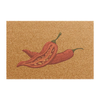 Chili Pepper coir doormat, showing a single large red chili pepper