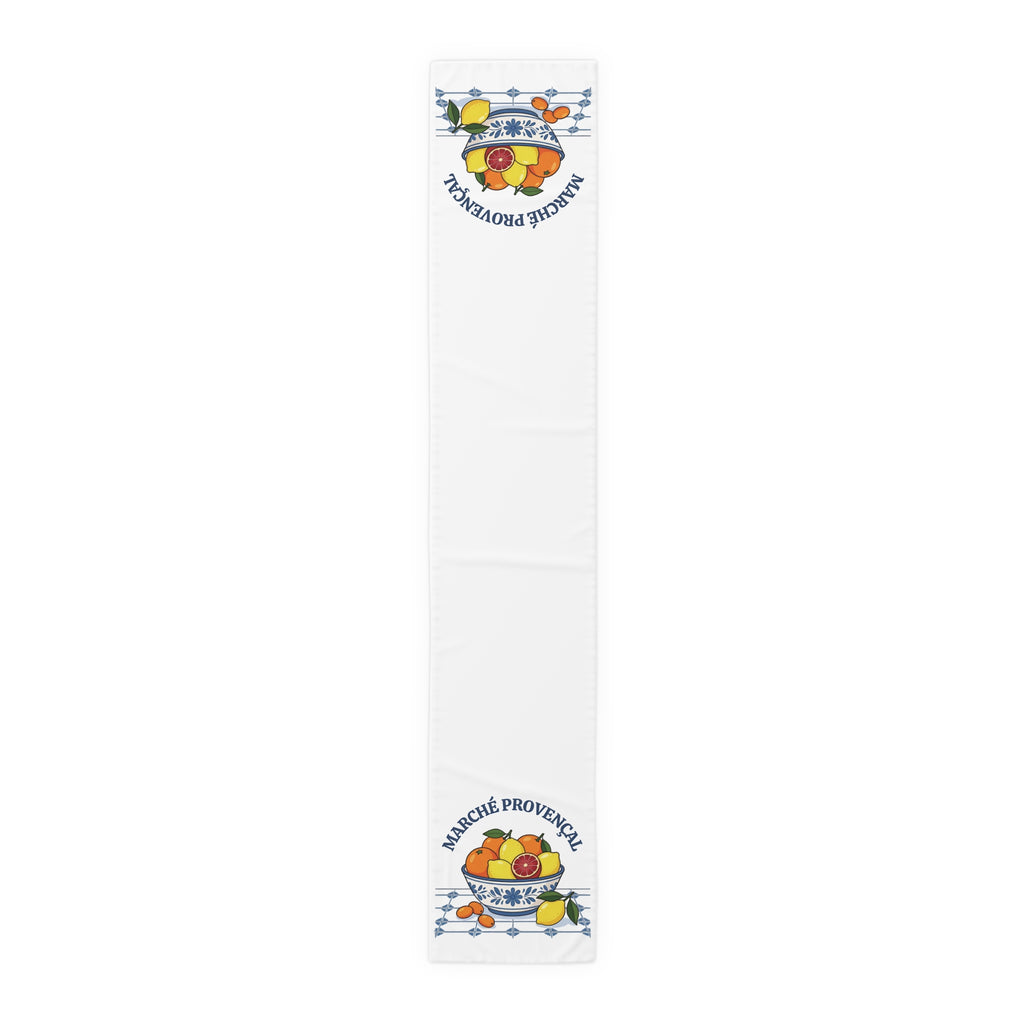Marché Provençal table runner in polyester, 16 by 90 inches, the longer size with the same border at each end
