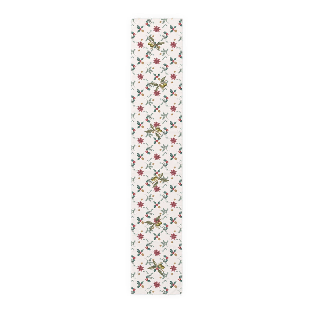 Poinsettia & Olive Christmas Table Runner