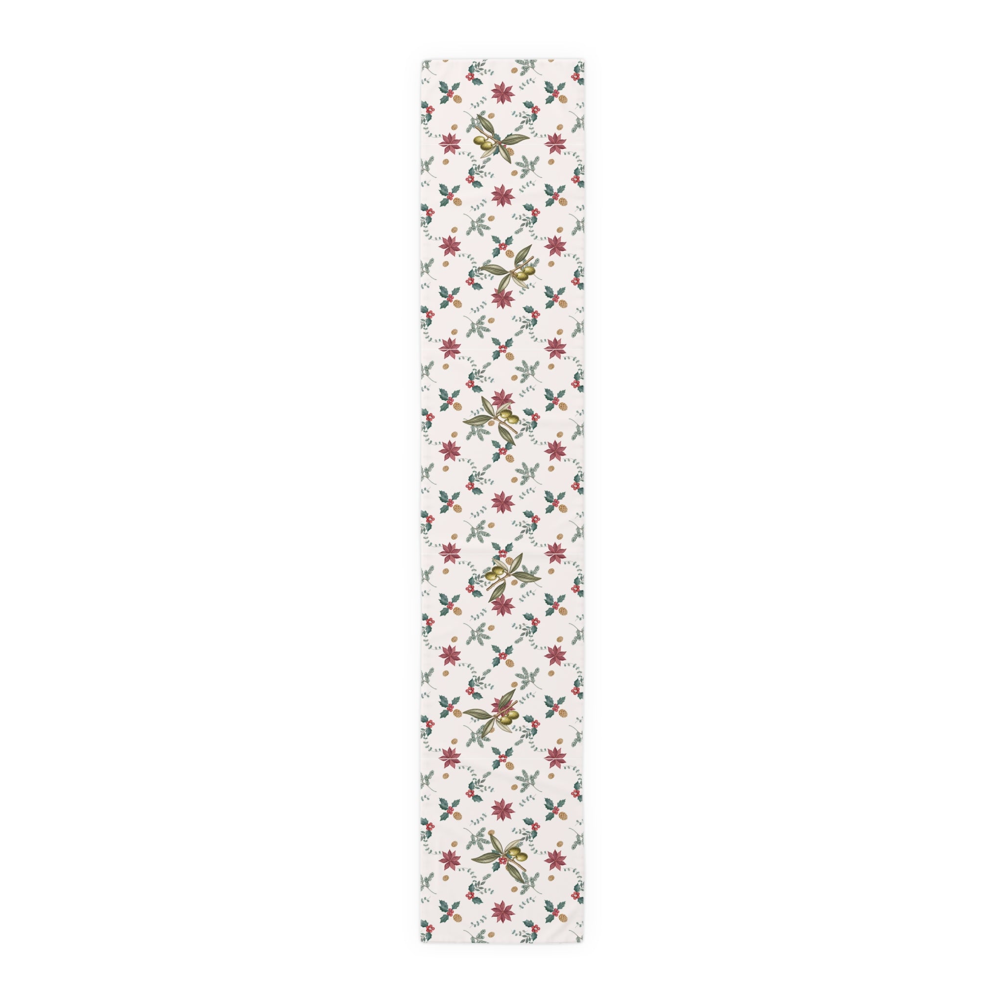 Poinsettia & Olive Christmas Table Runner