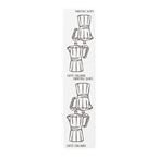 Caffè Italiano table runner in cotton twill, 16 by 72 inches, laid flat with a repeating line-drawn moka pot pattern