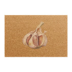 Garlic coir doormat, showing a single watercolor garlic bulb