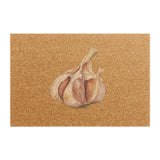 Garlic coir doormat, showing a single watercolor garlic bulb