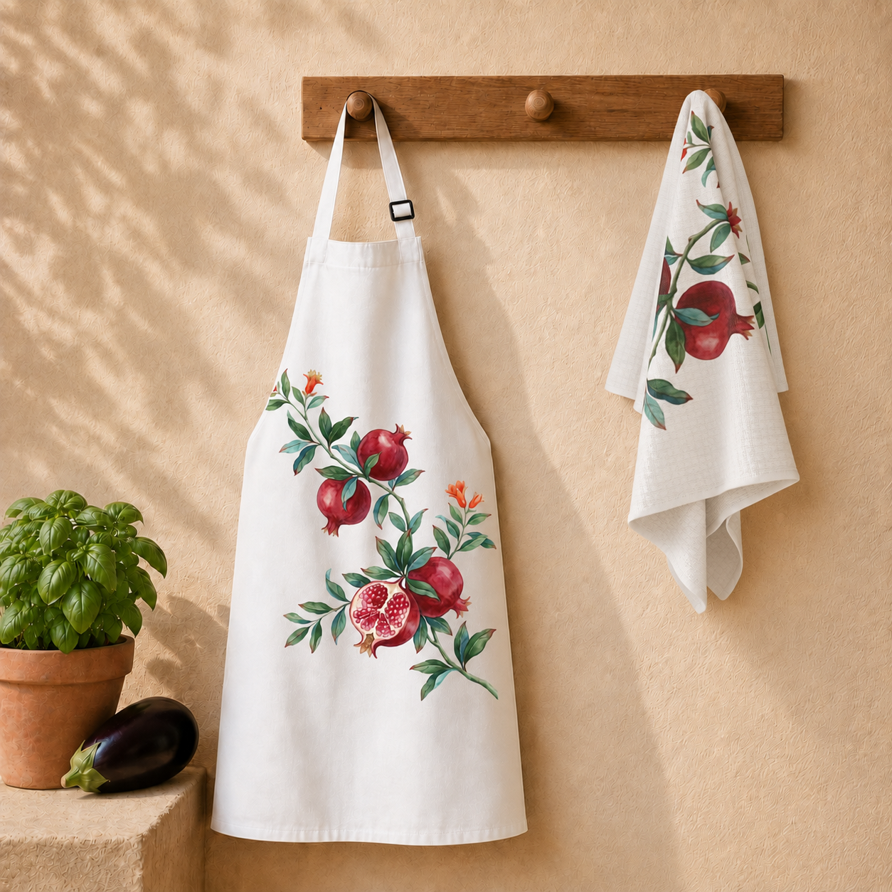 Pomegranate Kitchen Set — Apron & Tea Towel Gift Set