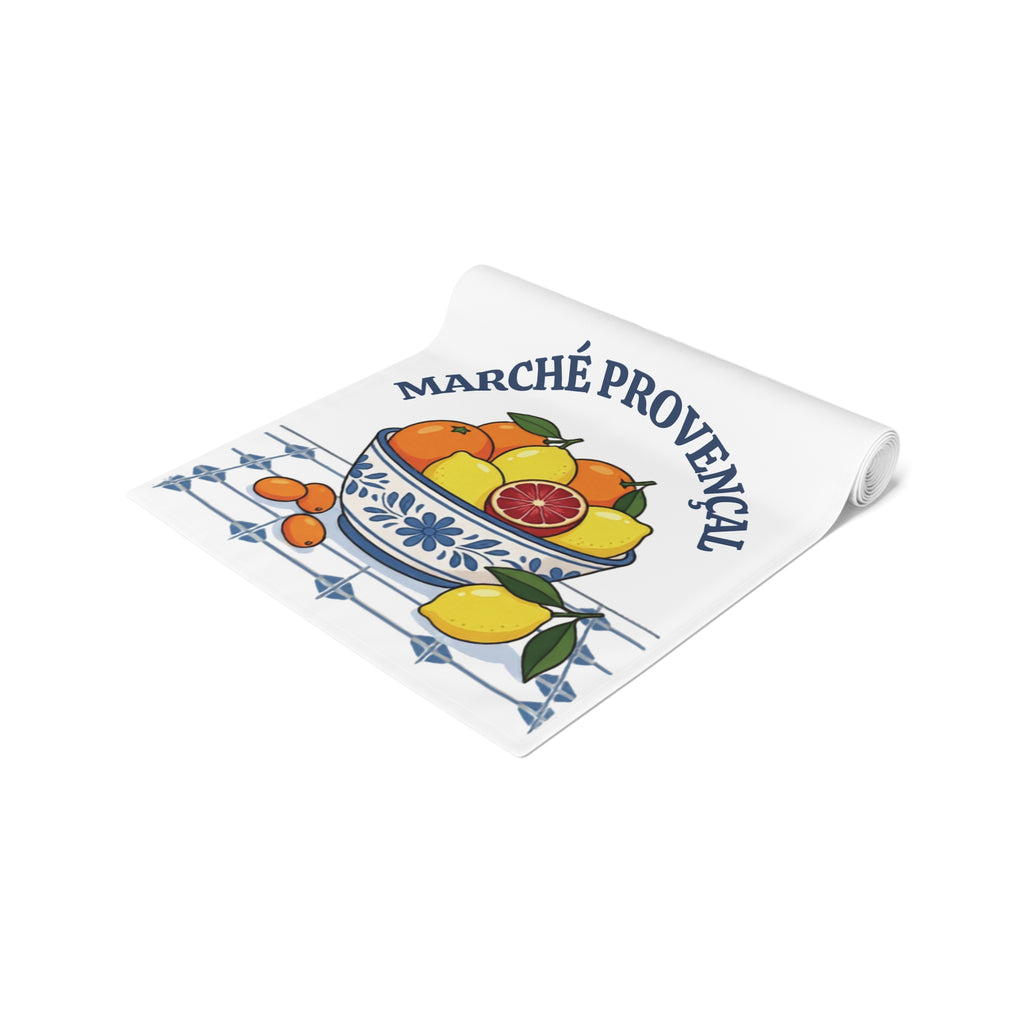 Marché Provençal Table Runner — Mediterranean Citrus Al Fresco Decor