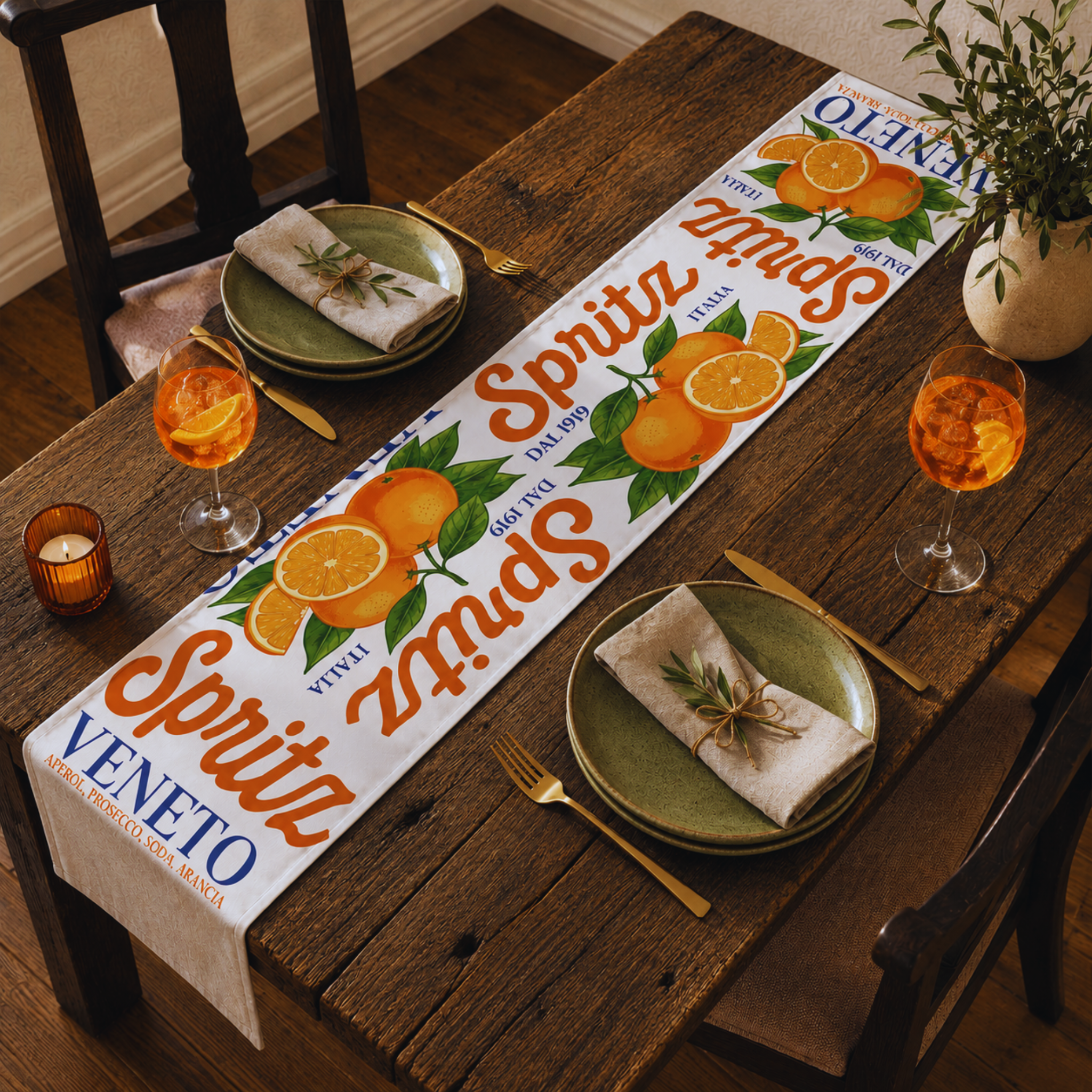 The Aperol Spritz Table Runner — Italian Summer Table Decor