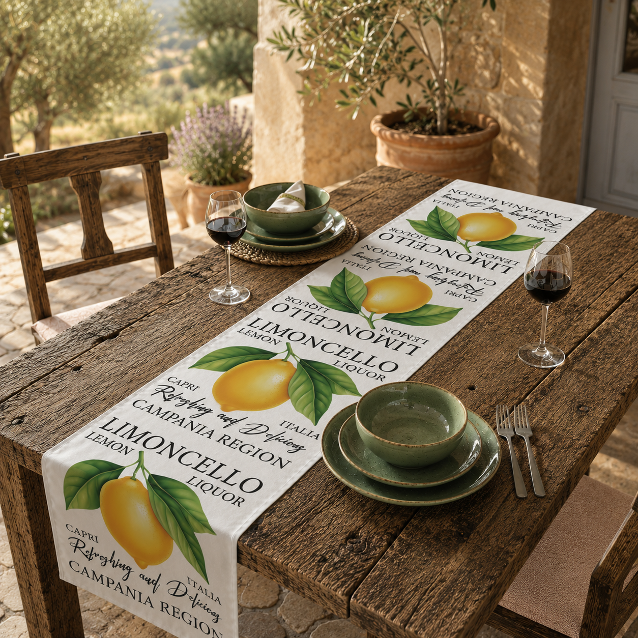 Limoncello Table Runner — Italian Summer Table Decor