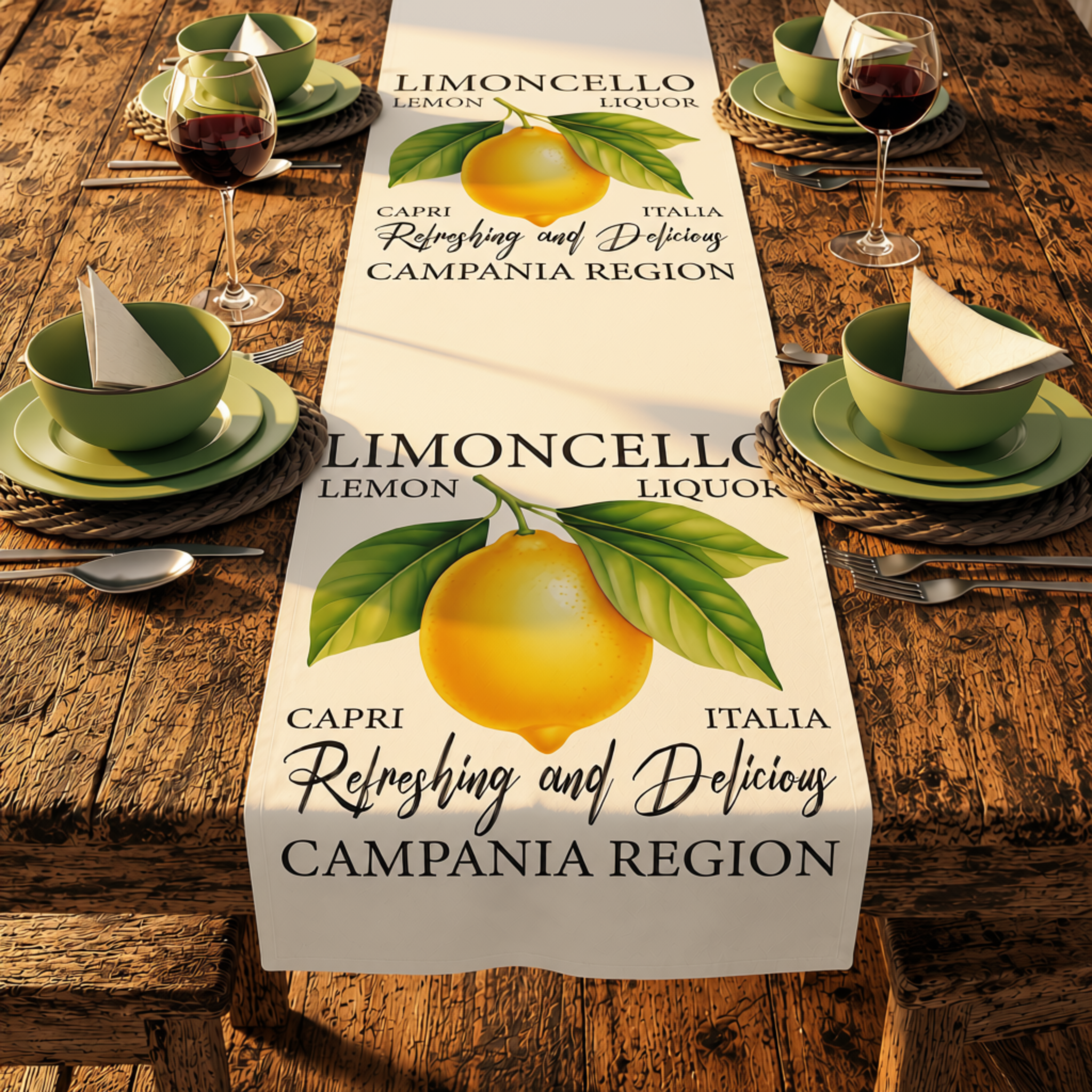 Limoncello Table Runner — Italian Summer Table Decor